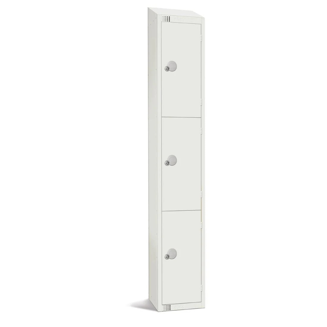 Elite Three Door Padlock Locker with Sloping Top White