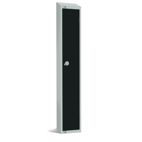 Elite Single Door Padlock Locker with Sloping Top Black