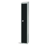 Elite Single Door Padlock Locker with Sloping Top Black