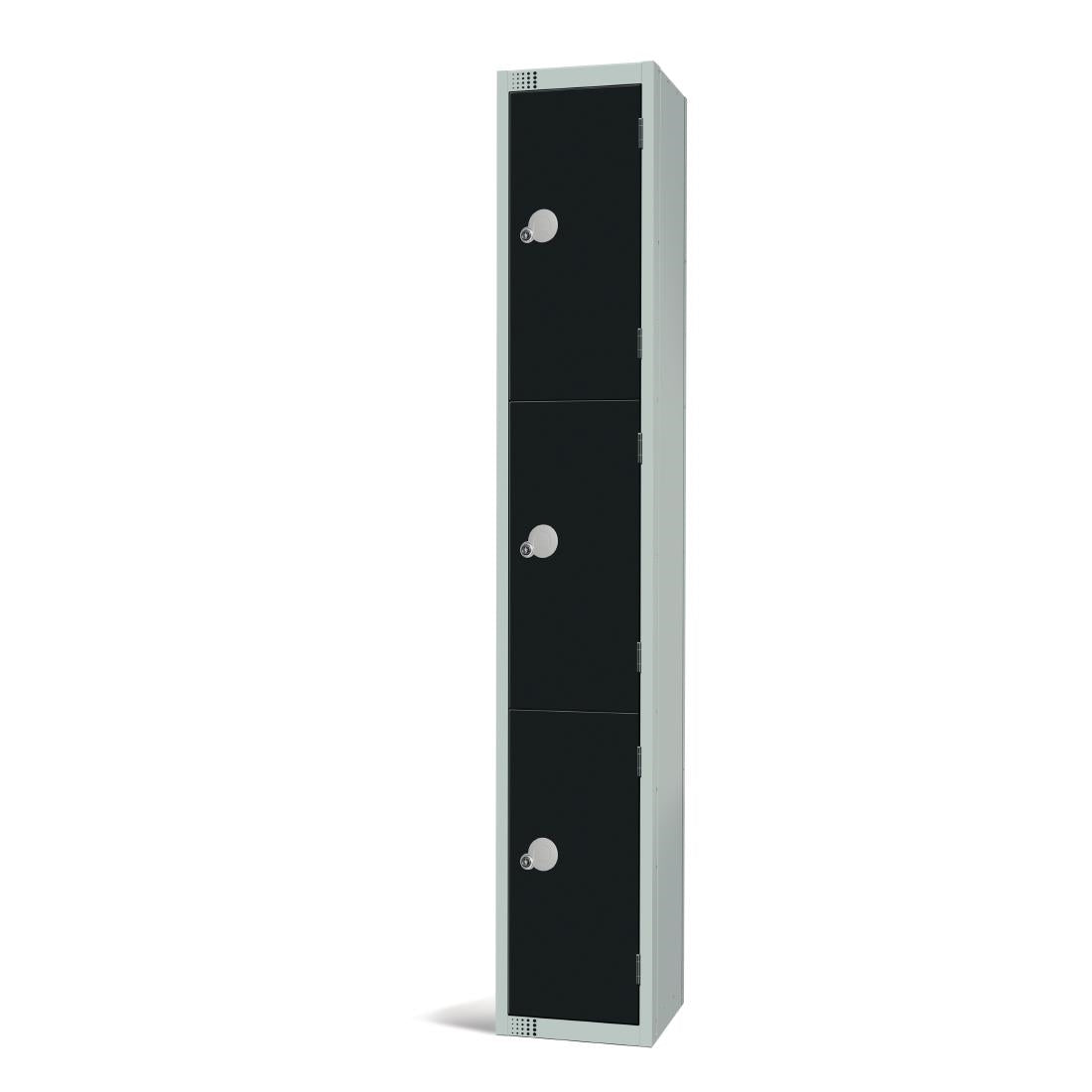 Elite Three Door Coin Return Locker Black