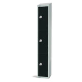 Elite Three Door Coin Return Locker with Sloping Top Black