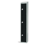Elite Three Door Coin Return Locker with Sloping Top Black