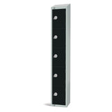 Elite Five Door Coin Return Locker with Sloping Top Black