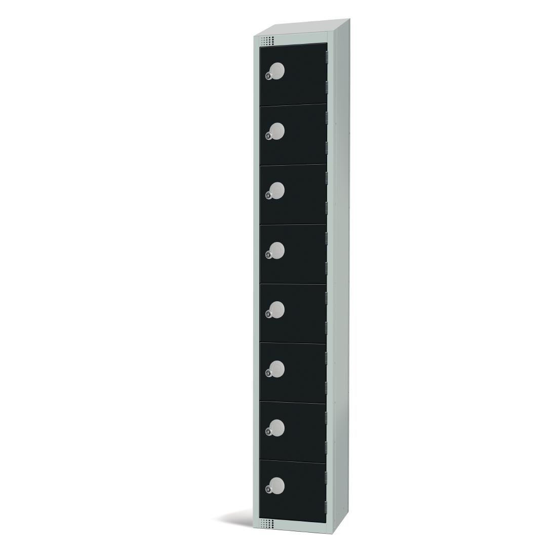 Elite Eight Door Camlock Locker with Sloping Top Black