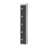 Elite Five Door Camlock Locker with Sloping Top Graphite Grey