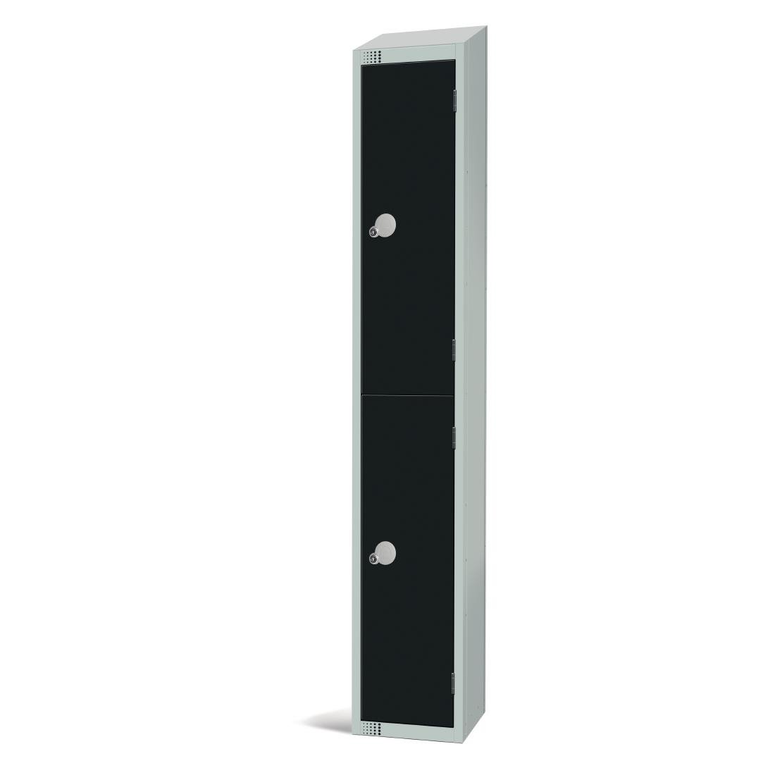 Elite Double Door Coin Return Locker with Sloping Top Graphite Black