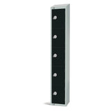 Elite Five Door Coin Return Locker with Sloping Top Black