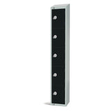 Elite Five Door Coin Return Locker with Sloping Top Black