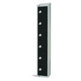 Elite Six Door Padlock Locker with Sloping Top Black