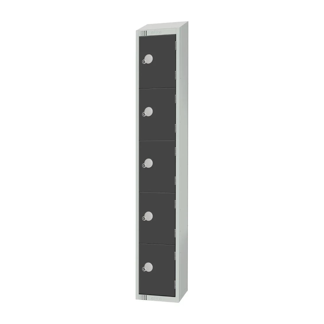 Elite Five Door Camlock Locker with Sloping Top Graphite Grey