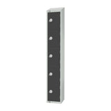 Elite Five Door Camlock Locker with Sloping Top Graphite Grey