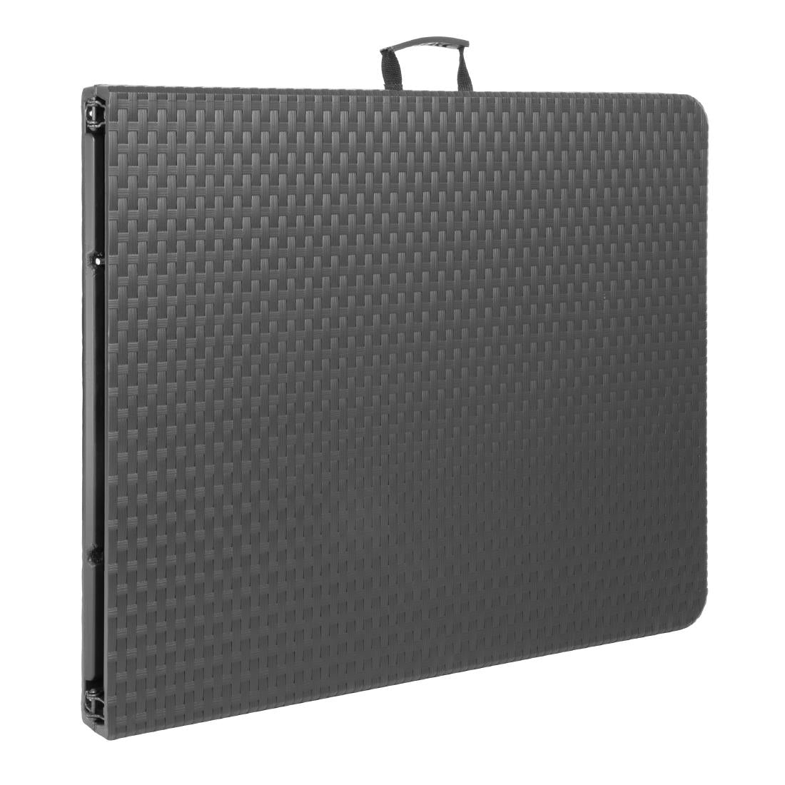 Bolero Rattan Rectangular Centre Folding Table Black 6ft