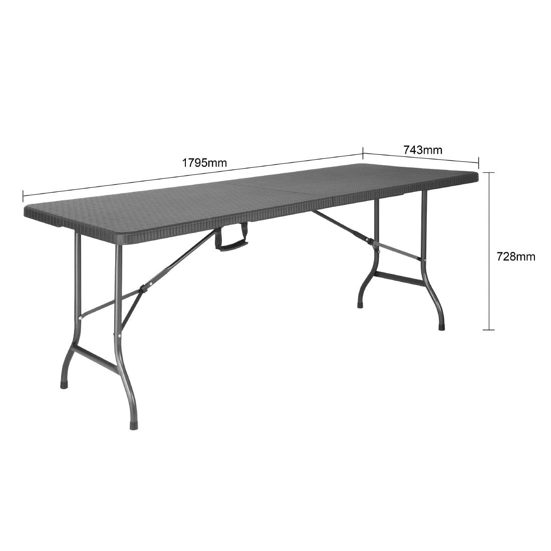 Bolero Rattan Rectangular Centre Folding Table Black 6ft