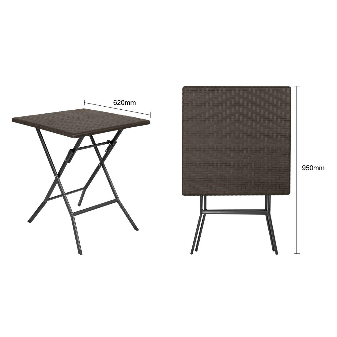 Bolero Square Folding Table Brown 620mm