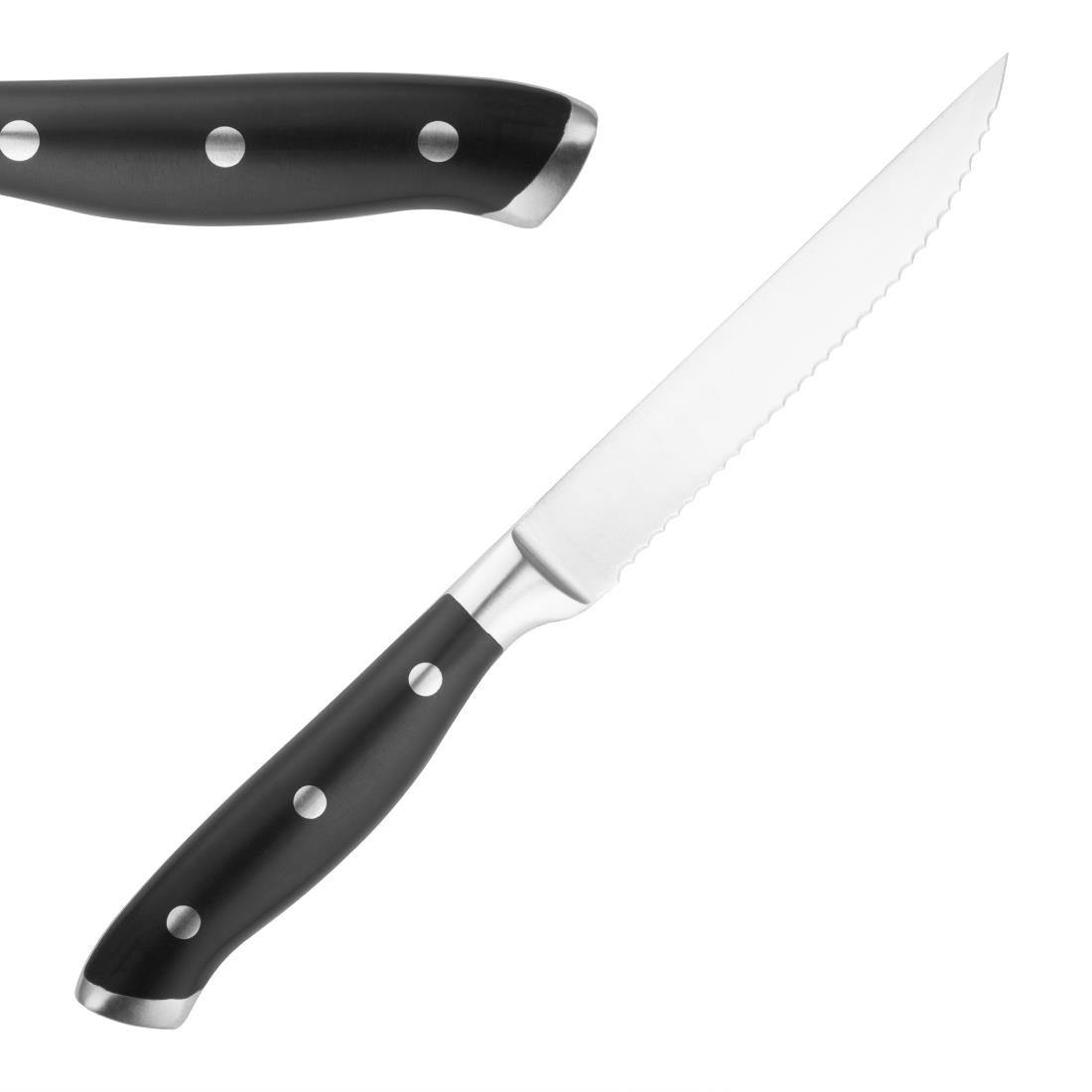 Olympia Premium Riveted Steak Knives with Black ABS Handles (6 Pack)