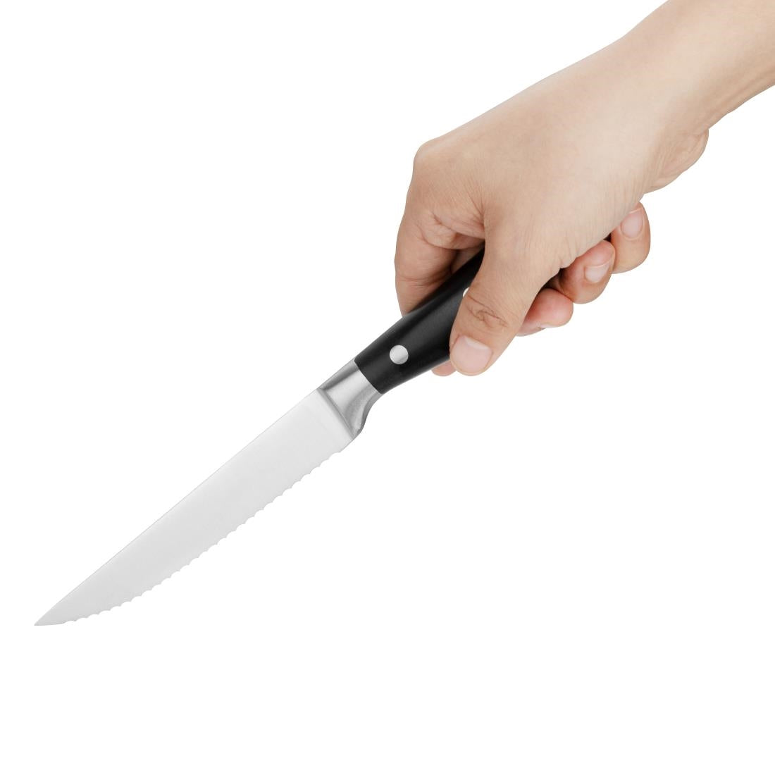 Olympia Premium Riveted Steak Knives with Black ABS Handles (6 Pack)