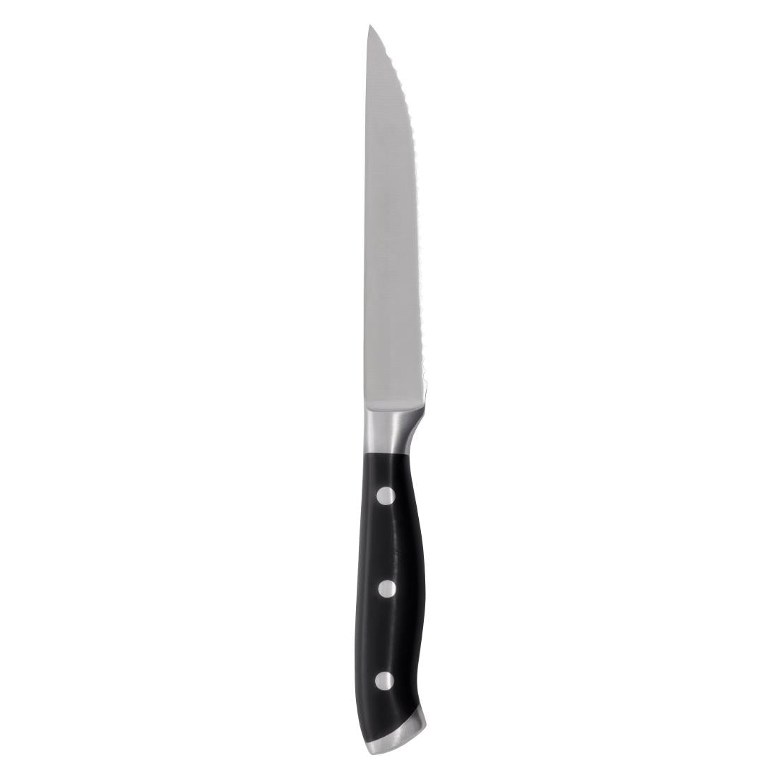 Olympia Premium Riveted Steak Knives with Black ABS Handles (6 Pack)