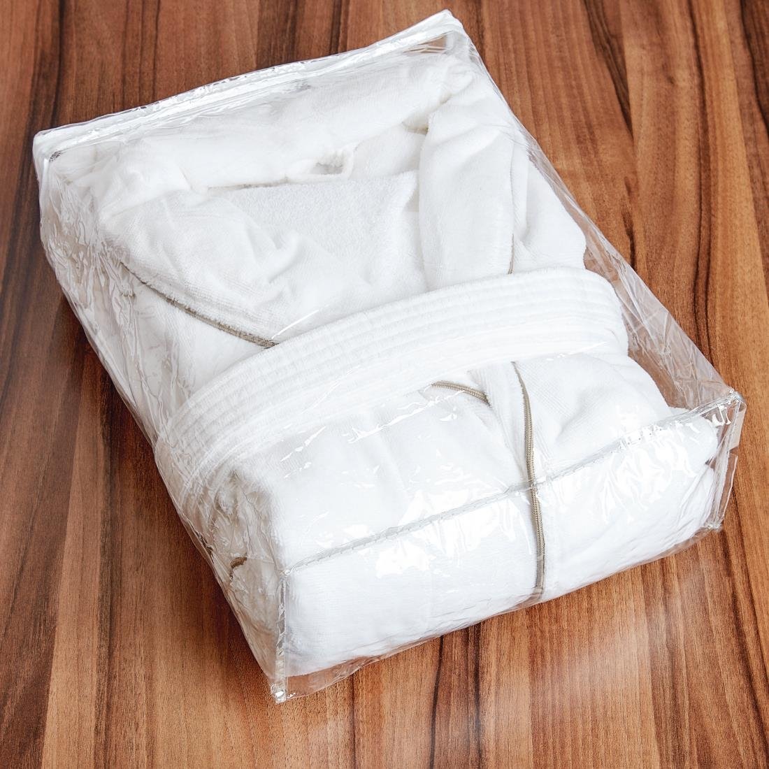 Mitre Heritage Ambassador White Bathrobe with Taupe Piping Large