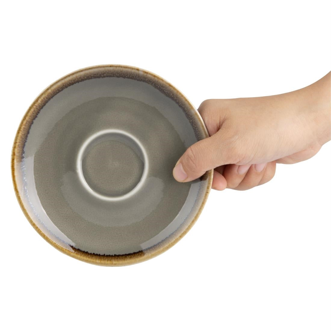 Olympia Kiln Cappuccino Saucers Smoke 140mm (6 Pack)