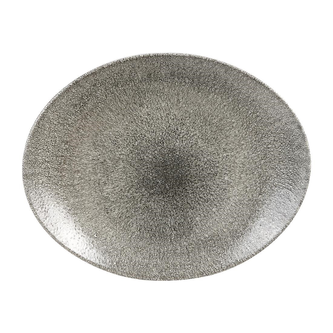 Churchill Studio Prints Raku Oval Coupe Plates Quartz Black 317mm (12 Pack)