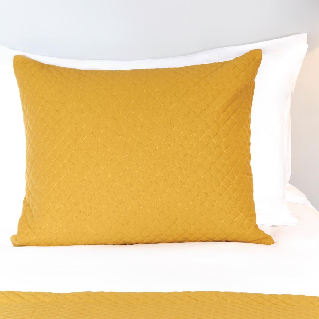 Mitre Essentials Quilted Waffle Cushion Cover Ochre