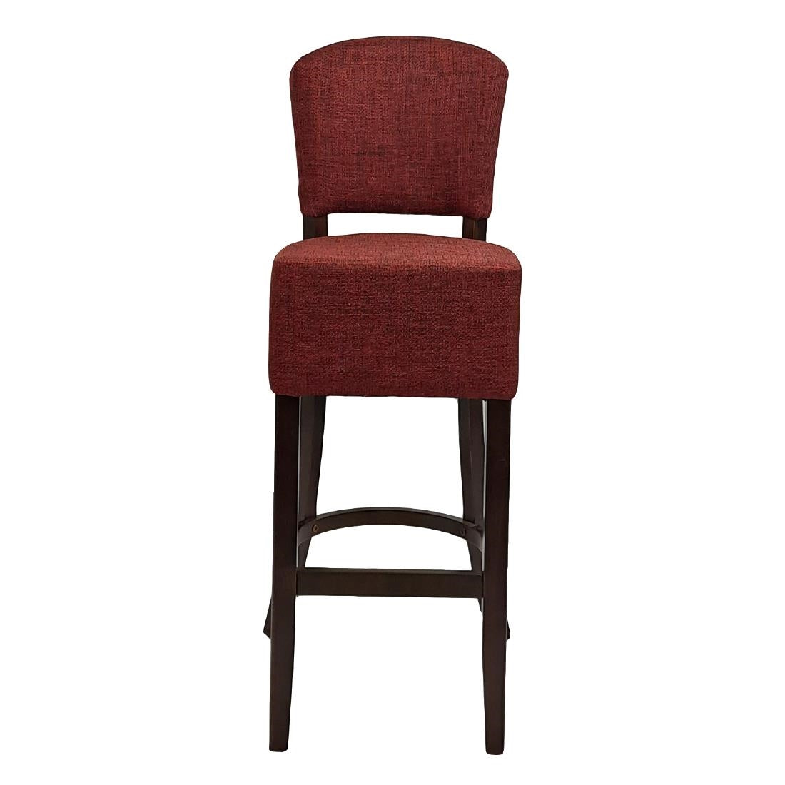 Hanoi Bar Chair in Dark Walnut with Shetland Scarlet Seatpad