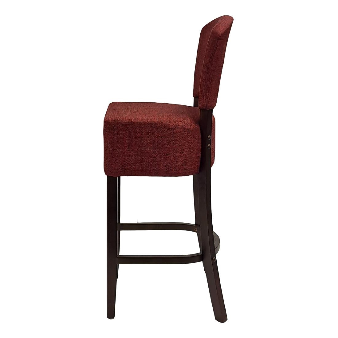 Hanoi Bar Chair in Dark Walnut with Shetland Scarlet Seatpad