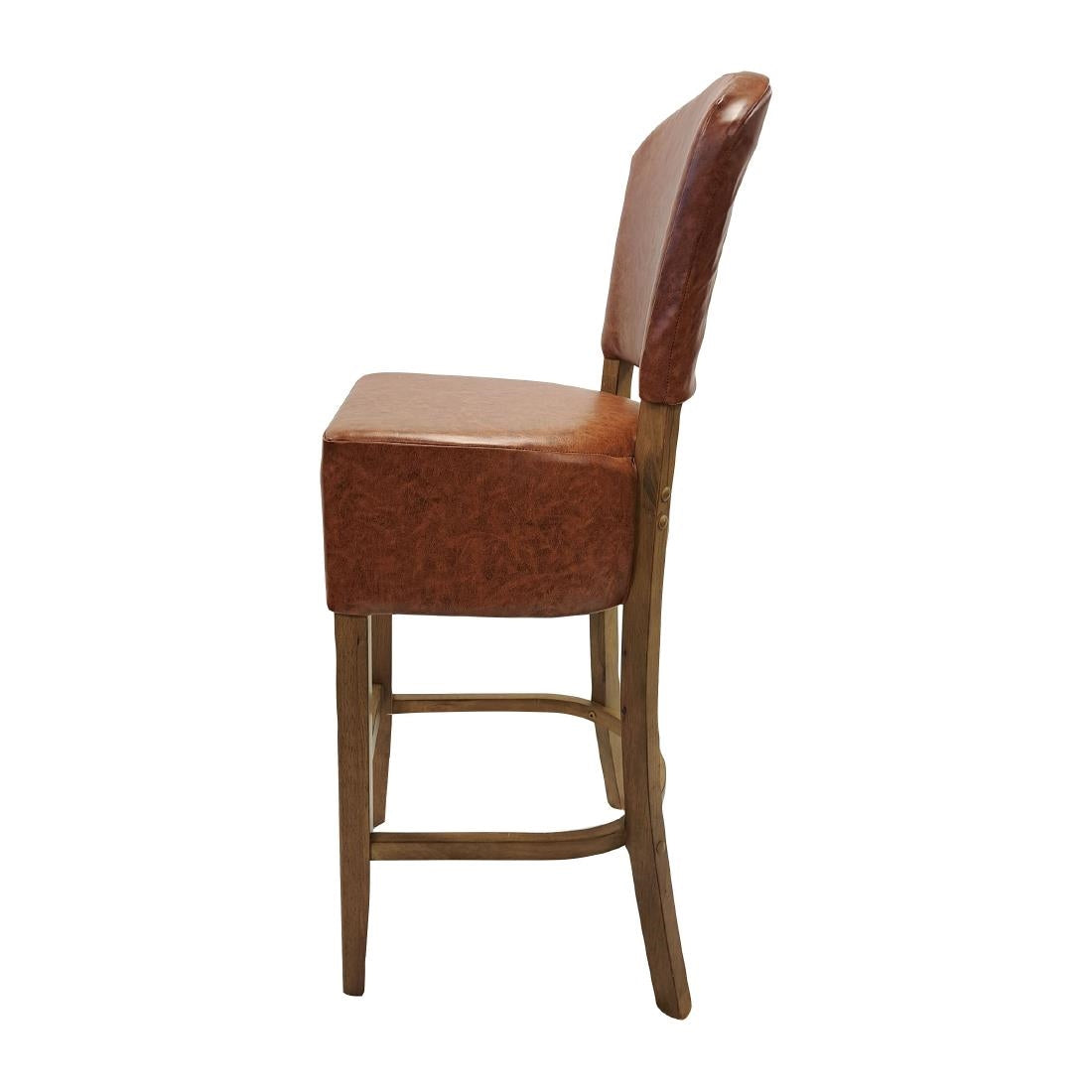 Hanoi Bar Chair in Weathered Oak with Bison Tan Vinyl