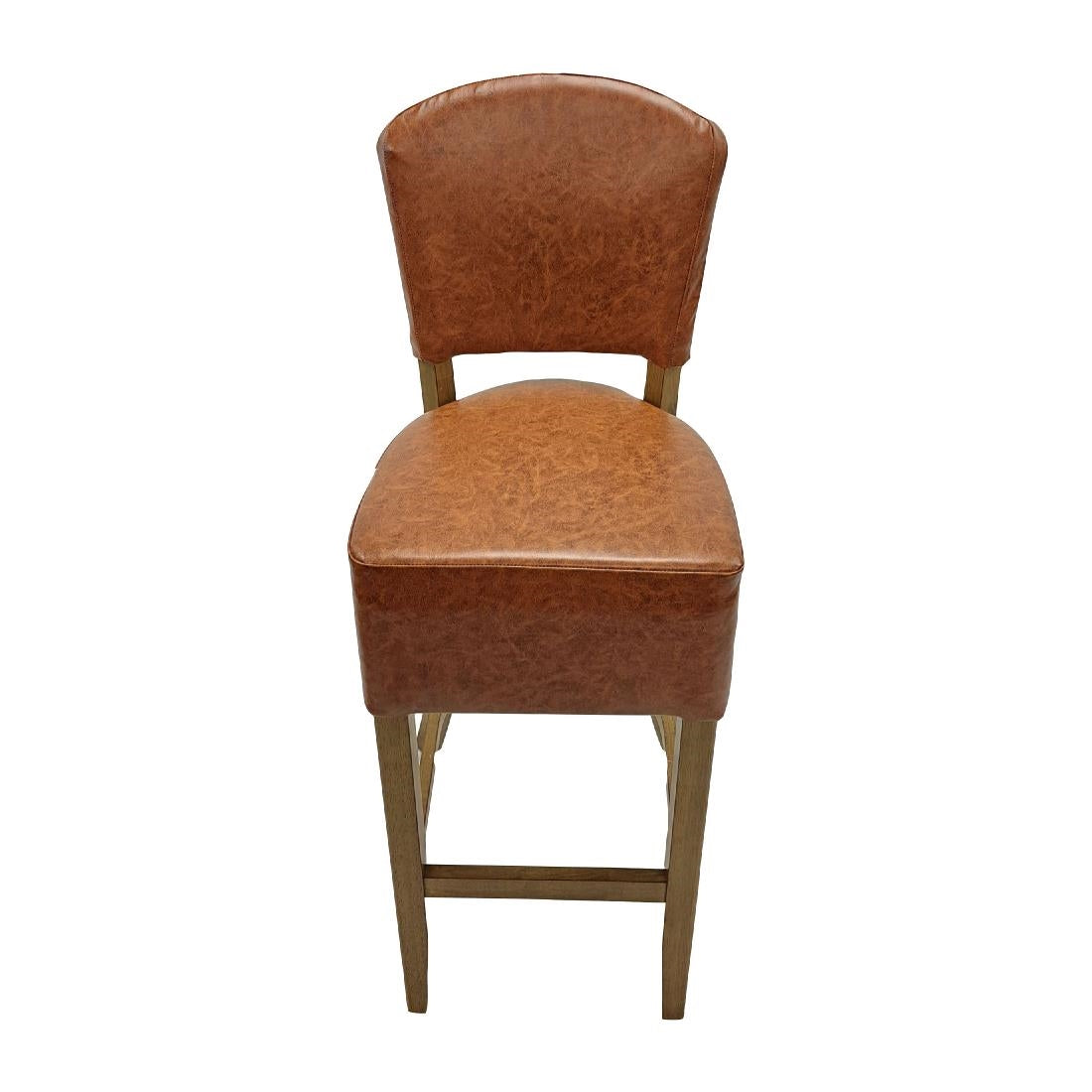 Hanoi Bar Chair in Weathered Oak with Bison Tan Vinyl