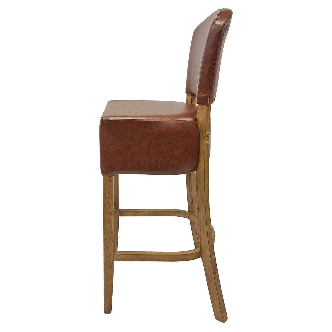 Hanoi Bar Chair In Weathered Oak with Bison Espresso Vinyl Seatpad