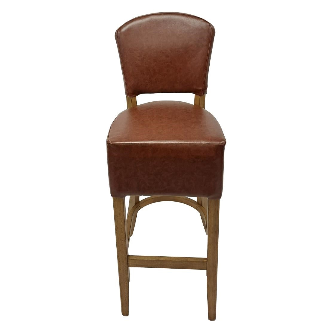 Hanoi Bar Chair In Weathered Oak with Bison Espresso Vinyl Seatpad