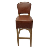 Hanoi Bar Chair In Weathered Oak with Bison Espresso Vinyl Seatpad