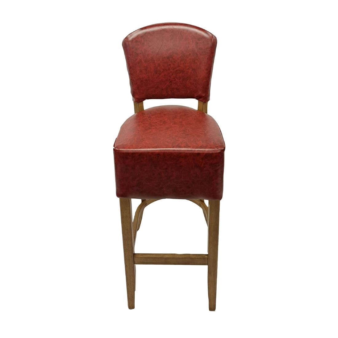 Hanoi Bar Chair in Weathered Oak with Bison Bordeaux Vinyl