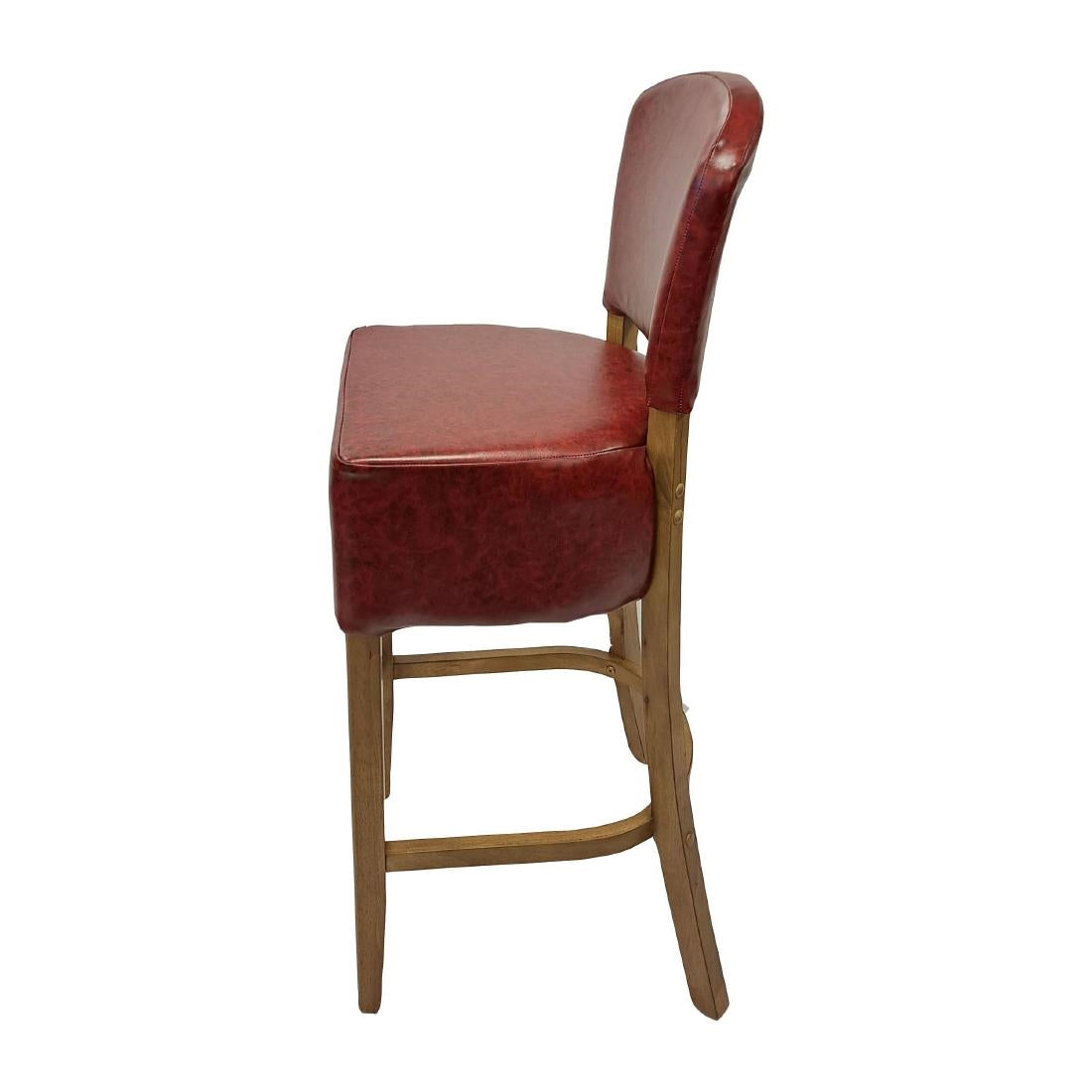 Hanoi Bar Chair in Weathered Oak with Bison Bordeaux Vinyl
