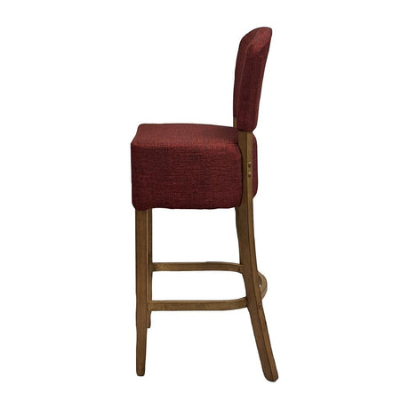 Hanoi Bar Chair in Weathered Oak with Shetland Scarlett