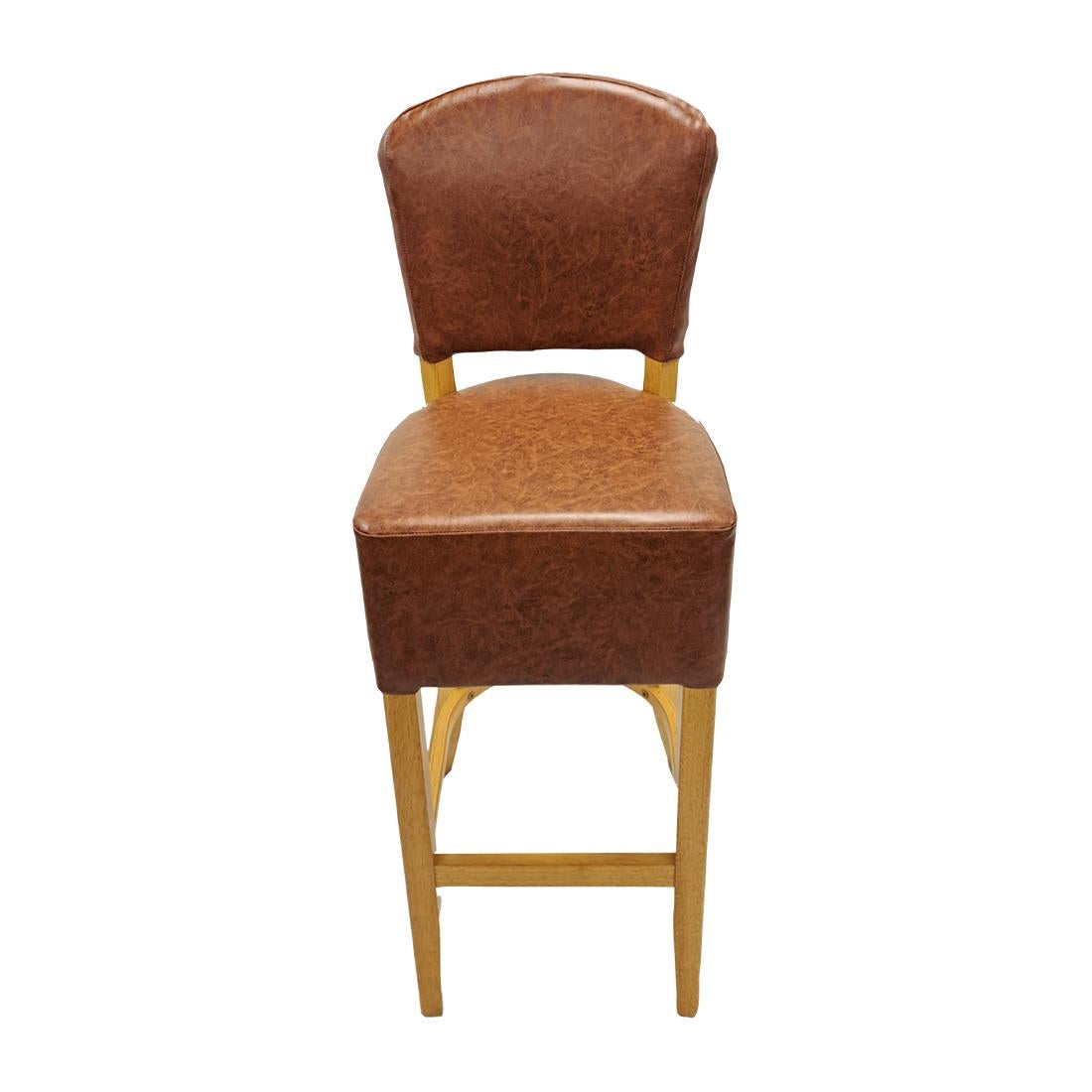 Hanoi Bar Chair in Soft Oak with Bison Tan Vinyl
