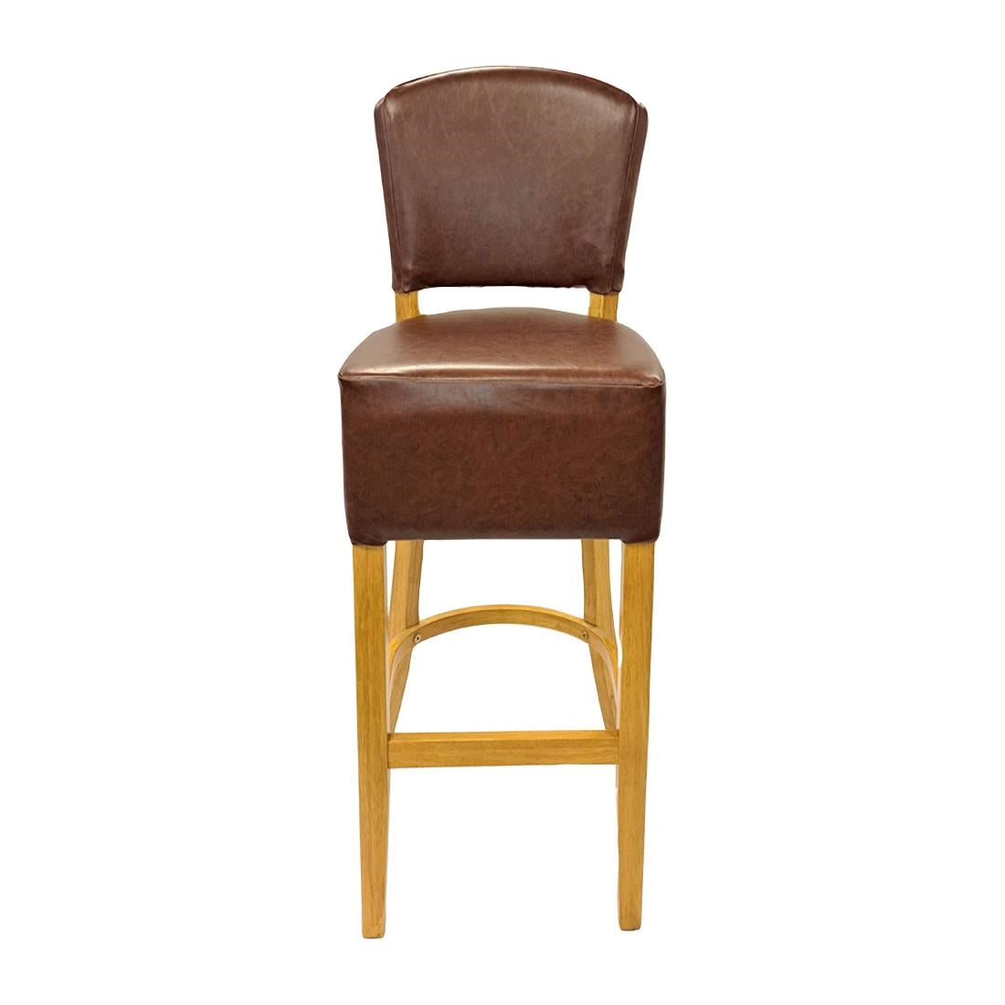 Hanoi Bar Chair in Soft Oak with Bison Espresso Vinyl