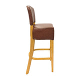 Hanoi Bar Chair in Soft Oak with Bison Espresso Vinyl