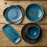 Churchill Stonecast Java Blue Chef's Oblong Plates 350 x 187mm (6 Pack)