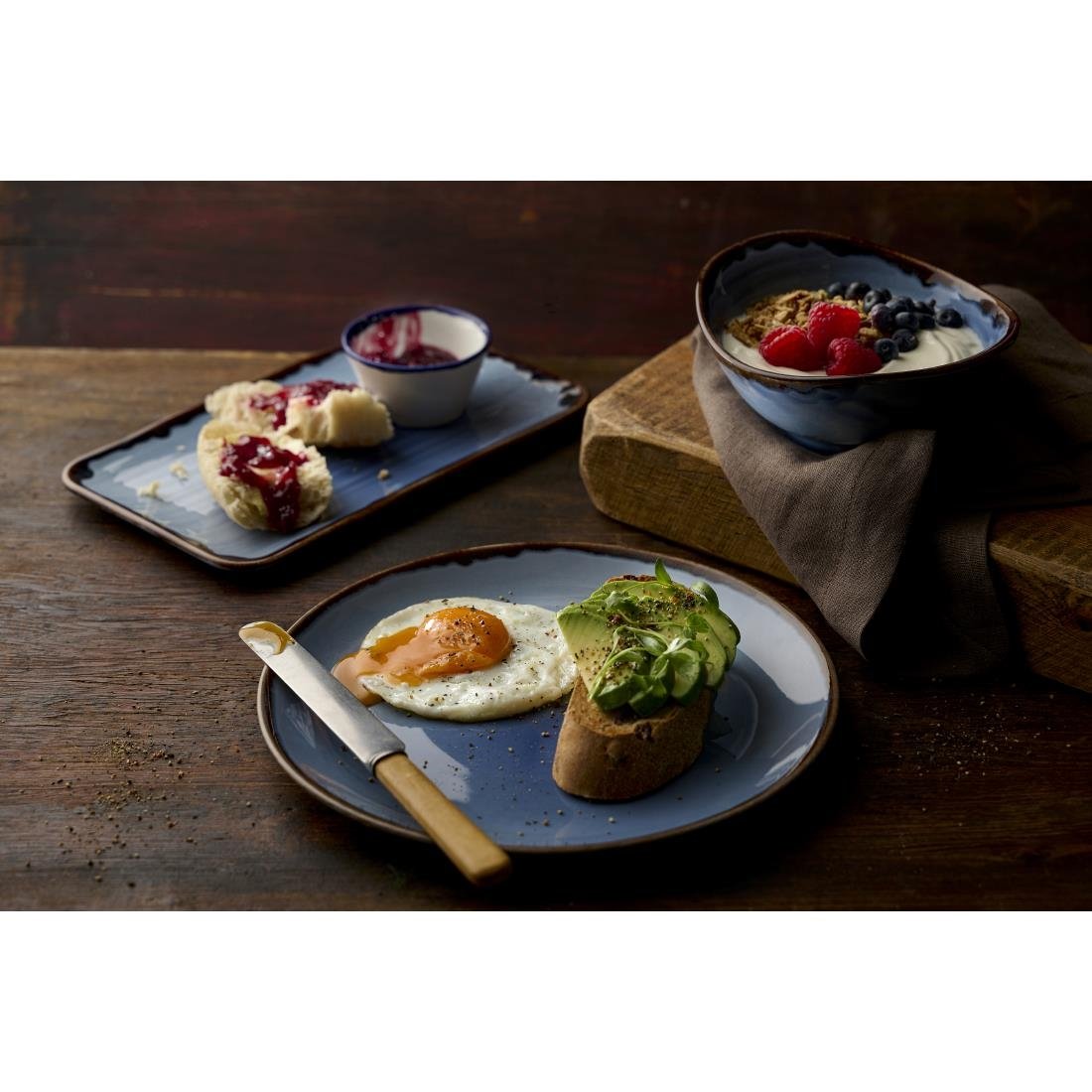 Dudson Harvest Indigo Organic Coupe Rectangle Platter 405x181mm (6 Pack)