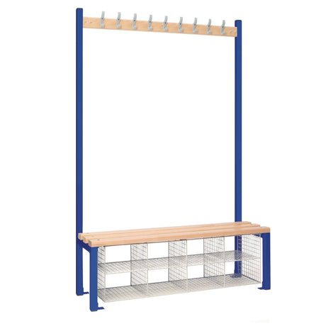 Single-Sided Island Seating with Mesh Basket Blue 1200mm
