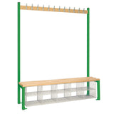 Single-Sided Island Seating with Mesh Basket Green 1500mm
