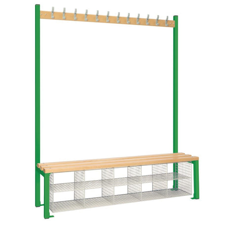 Single-Sided Island Seating with Mesh Basket Green 1500mm