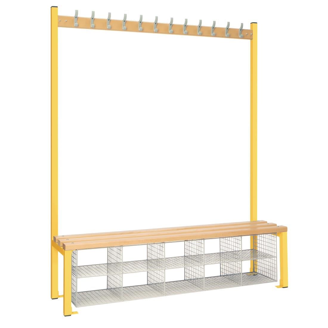 Single-Sided Island Seating with Mesh Basket Yellow 1500mm