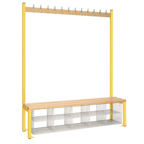 Single-Sided Island Seating with Mesh Basket Yellow 1500mm