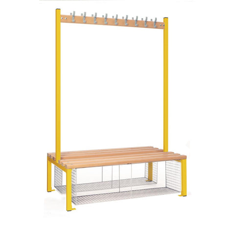 Double-sided Island Seating with Mesh Tray Yellow 1200mm