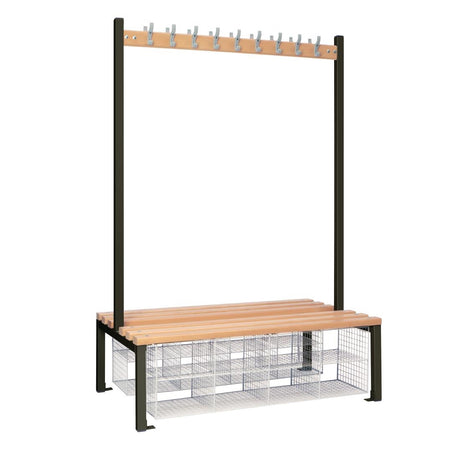 Double-Sided Island Seating with Mesh Basket Black 1200mm