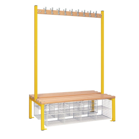 Double-Sided Island Seating with Mesh Basket Yellow 1200mm