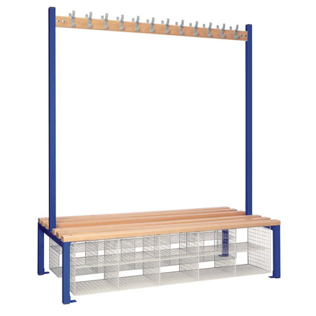 Double-Sided Island Seating with Mesh Basket Blue 1500mm