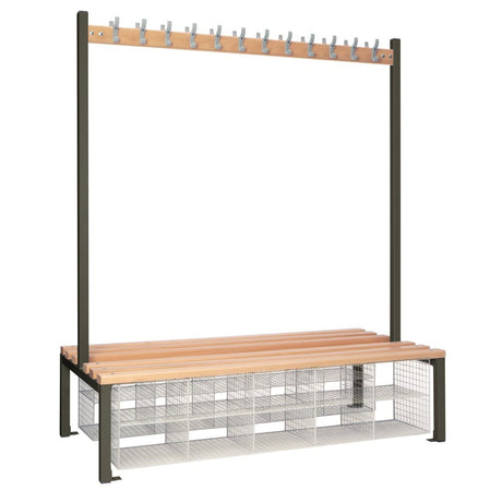 Double-Sided Island Seating with Mesh Basket Dark Grey 1500mm